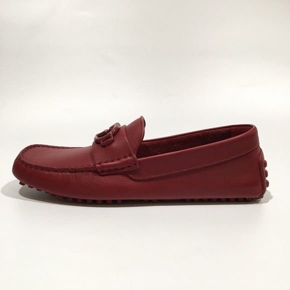GUCCI INTERLOCKING G DRIVING MOCCASINS -RED CALF LEATHER -MEN’S US 9 -NEW - Picture 3 of 11